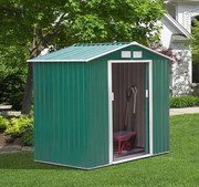 Abrigo de jardim Exterior de Aço com porta deslizante grande espaço de armazenamento 213x127x185 cm Verde