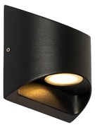 Candeeiro de parede moderno para exterior preto com LED de 2 luzes IP54 - Mal Moderno