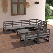 vidaXL 8 pcs conjunto lounge de jardim pinho maciço cinzento