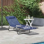 vidaXL Espreguiçadeira dobrável Azul Marinho 182 x 55 x 85,5 cm