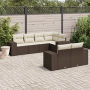 vidaXL 7 pcs conjunto de sofás jardim c/ almofadões vime PE castanho