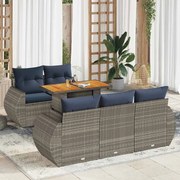vidaXL 6 pcs conjunto sofás de jardim com almofadões vime cinzento