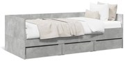 vidaXL Sofá-cama com gavetas sem colchão 100x200 cm cinzento cimento