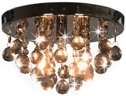 vidaXL Candeeiro de teto redondo com contas esfumaçadas preto G9