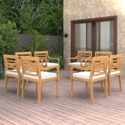 vidaXL Cadeiras Batávia com almofadões 8 pcs madeira de teca maciça