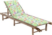 vidaXL Espreguiçadeira de jardim com almofadão bambu