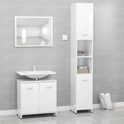 vidaXL 3 pcs conj. móveis casa de banho contraplacado branco brilhante
