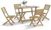 vidaXL Conjunto de jantar p/ jardim 5 pcs madeira de acácia maciça