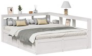 vidaXL Cama com estante sem colchão 140x200 cm pinho maciço branco