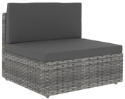 vidaXL Sofá de centro seccional vime PE cinzento