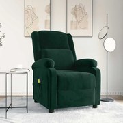 vidaXL Poltrona de massagens veludo verde-escuro