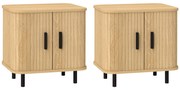 HOMCOM Conjunto de 2 Mesas de Cabeceira Modernas com Portas Deslizantes 2 Prateleiras e Pés em Aço Escandinavo 48x40x48 cm Madeira | Aosom Portugal