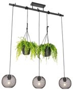 Candeeiro suspenso industrial preto 3 luzes - Flor Industrial