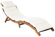 vidaXL Espreguiçadeira com almofadão madeira acácia maciça cor creme
