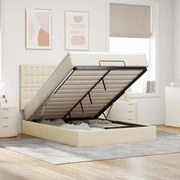 vidaXL Estrutura de cama otomana com colchão tecido creme 140x200cm