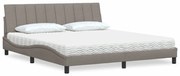 vidaXL Cama com colchão 180x200 cm tecido castanho-acinzentado