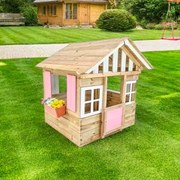 Casa de brincar para crianças de madeira 136x130x135 cm LOLLIPOP Rosa