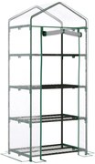 Outsunny Estufa de Jardim com 4 Prateleiras e Cobertura de PVC Estufa de Aço para Cultivo de Plantas Flores 70x50x160cm Transparente | Aosom Portugal