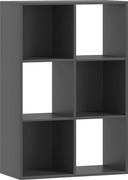 HOMCOM Estante de Cubos com 6 Prateleiras Porta Objetos em Madeira de Design Rústico 61,5x29,5x91,5 cm Preto | Aosom Portugal
