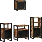 vidaXL Conjunto de Móveis para Banheiro 4 pcs Madeira Reforçada Sólida
