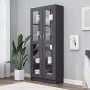 vidaXL Armário vitrine 82,5x30,5x185,5cm contraplacado cinzento