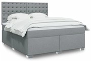vidaXL Cama com molas/colchão 180x200 cm tecido cinzento-claro