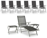vidaXL 9 pcs conjunto lounge de jardim preto e prateado