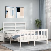 Estrutura de cama com cabeceira 120x200cm madeira maciça branco