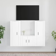 vidaXL Conjunto móveis de TV 3 pcs madeira processada branco
