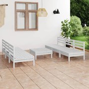 7 pcs conjunto lounge de jardim pinho maciço branco