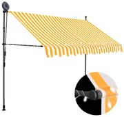 vidaXL Toldo retrátil manual com LED 300 cm branco e laranja
