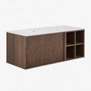 Conjunto De Móvel De Casa De Banho 120x50 Cm Suspenso Em Madeira Com Lavatório Integrado Endika Madeira Escura - Sklum