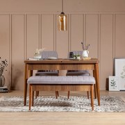 Conjunto de Mesa de Jantar Extensível Vina – Nogueira – 130x77x80 cm