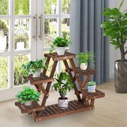 Floreira Estante Triangular de Madera 6 Niveis para Plantas Suporte de Flores para Interior Terraço Jardim 99 x 25 x 64,5 cm Castanho