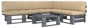 4 pcs conj. lounge paletes c/ almofadões pinho impregnado cinza