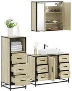 vidaXL 3 pcs conj. móveis casa banho derivados madeira carvalho sonoma