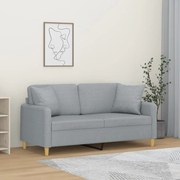 vidaXL Sofá 2 lugares + almofadas decorativas 140cm tecido cinza-claro