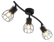 Candeeiro de teto moderno preto 63 cm 3 luzes ajustáveis - Botu Moderno