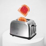 Torradeira vertical Toastin' time 850 Inox Steel com dupla ranhura curta e suporte para pão