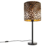 Candeeiro de mesa moderno preto com sombra leopardo 25 cm - Simplo Moderno