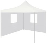 vidaXL Tenda dobrável profissional festas 2 paredes 2x2m aço branco