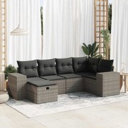 vidaXL 6 pcs conjunto sofás de jardim com almofadões vime cinzento