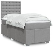 vidaXL Cama com molas/colchão 90x200 cm tecido cinza-claro
