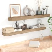 vidaXL Prateleiras de parede 2 pcs 110x15x4 cm madeira de teca maciça
