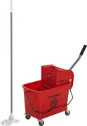 HOMCOM Balde de Limpeza com Escorredor Painel Separador e Rodas Capacidade de 20 L para Limpezas Domésticas 45x26,5x70 cm Vermelho | Aosom Portugal