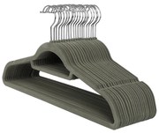 Cabides de veludo SONGMICS, conjunto de 20 cabides para roupas, antiderrapantes, com barra de gravata e gancho giratório de 360°, economizam espaço, 0,6 cm de espessura, 43,5 cm de comprimento, para vestidos e calças, cinza CRF20V