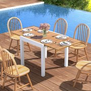 Mesa de jantar extensível jardim para 4-6 pessoas Mesa retangular ajustável em alumínio para pátio, terraço, jardim 160 x 80 x 75 cm Natural