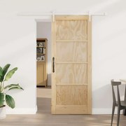 Porta Deslizante vidaXL com Conjunto de Hardware 83x202 cm Madeira Maciça de Pinho