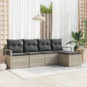 Conjunto de Sofás de Jardim 5 Peças com Almofadas Cinza Claro Rattan P