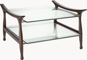 Mesa de centro em madeira de mindi com tampos em vidro Manzo